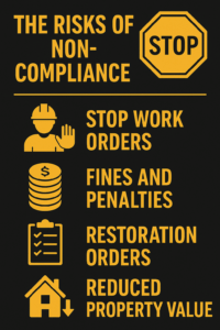 Infographic on risks of non-compliance for waterfront excavation