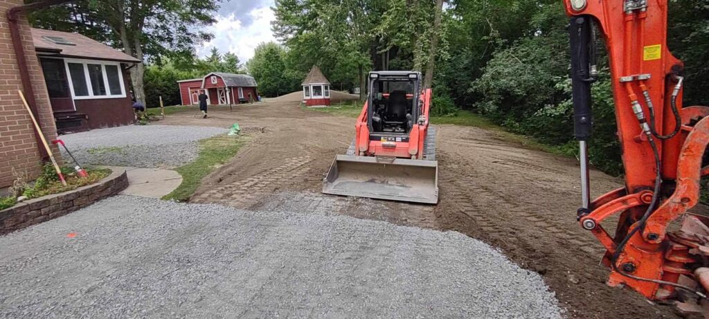 fine gravel grading onto a driveway