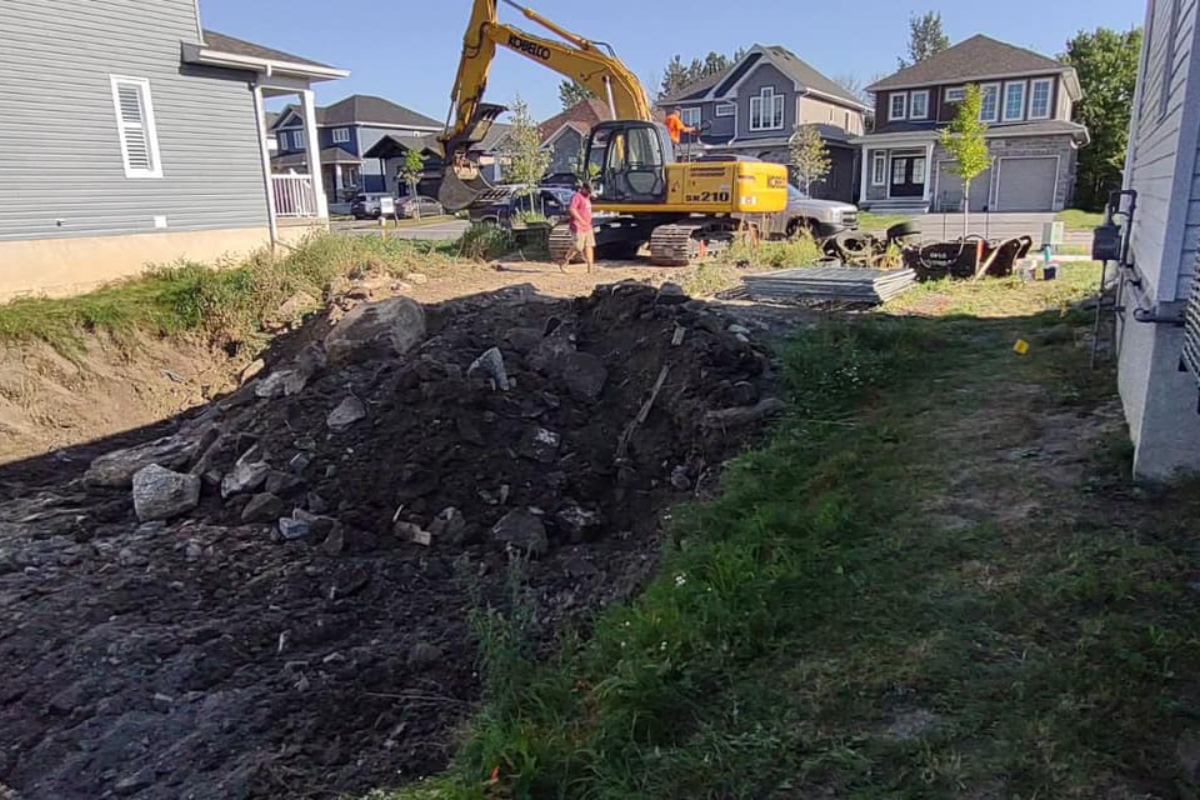 Excavation in a residential neighbourhood.